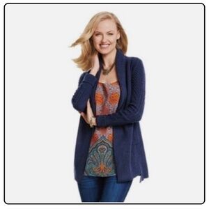 CAbi Navy Open-Front Knit Cardigan